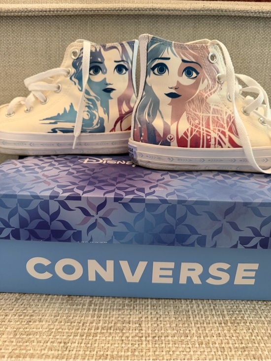 Converse Shoes - Converse Frozen II High-Top Sneakers - White with Blue and Pink Frozen Artwork